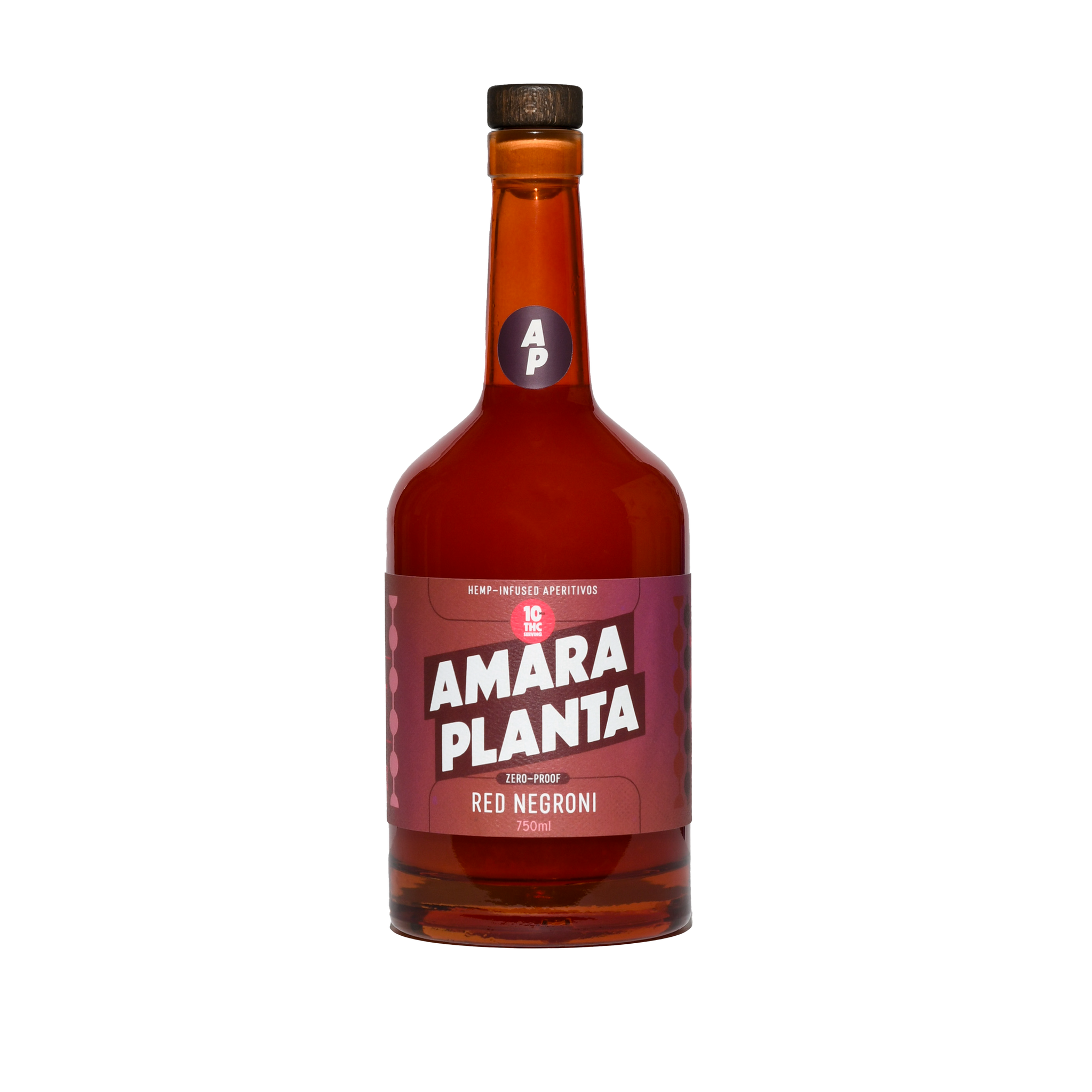 Amara Planta Red Negroni THC-infused non-alcoholic aperitif with bold bitters and bright citrus